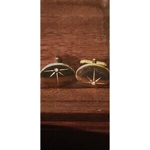Vintage Swank Star Rhinestone Cufflinks Gold Tone Mid-Century Mens Jewelry